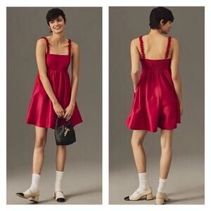 Anthropologie Hutch Rosette Romper Dress In Rose Tyrie Size M